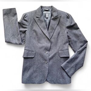 Banana Republic Blazer Women’s Sz 4 Made In Italy Grey Wool Blend Quiet Luxury